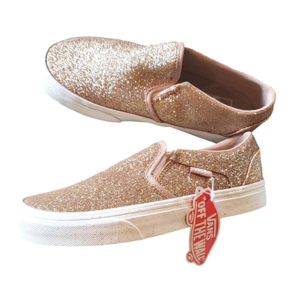 Vans Asher Sidewall Glitter Gold Womens Sneakers NEW - Picture 4 of 4